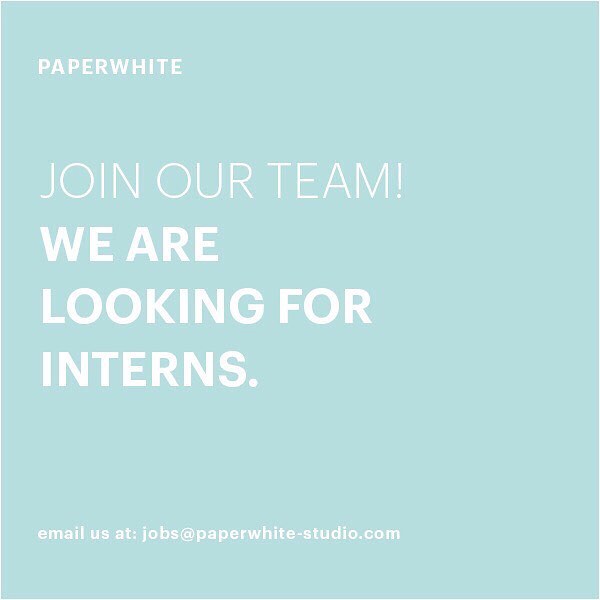 Instagram: We are looking for talented designers to join the team in NYC AND GRAZ- email us at jobs@paperwhite-studio.com ! ⭐️??